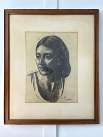 CHARCOAL PORTRAIT BY CONSTANTINE POUGIALIS