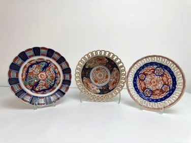 ASIAN CERAMIC BOWL & PLATE SET