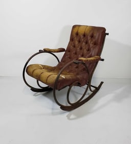 LEE L. WOODARD MID-CENTURY TUBULR BRASS AND STEEL ROCKER