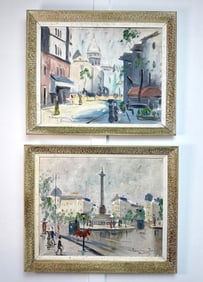 PAIR OF SIGNED IMPRESSIONIST PARIS STREET SCENES