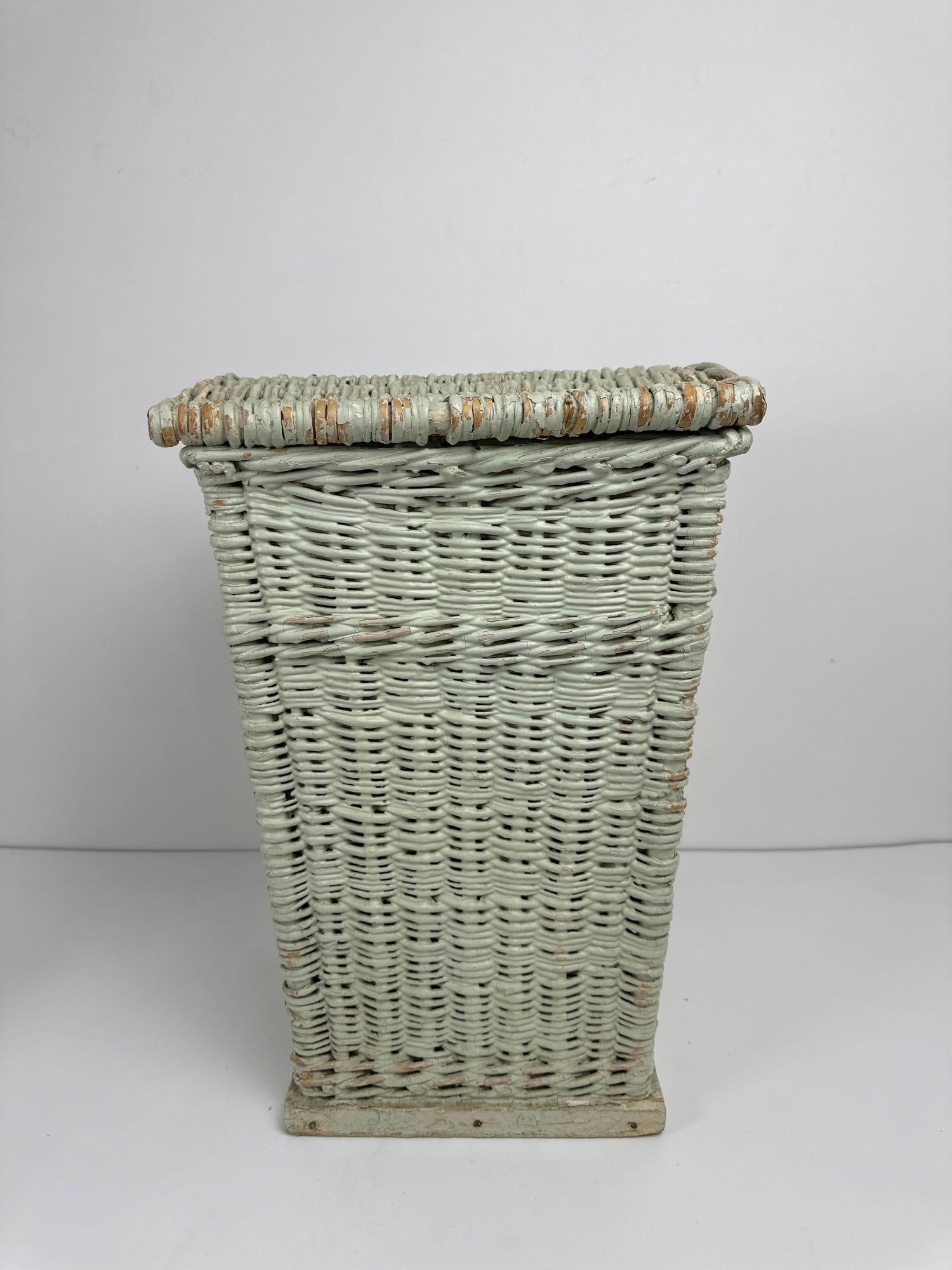 ANTIQUE PAINTED WICKER HAMPER (1 of 16)