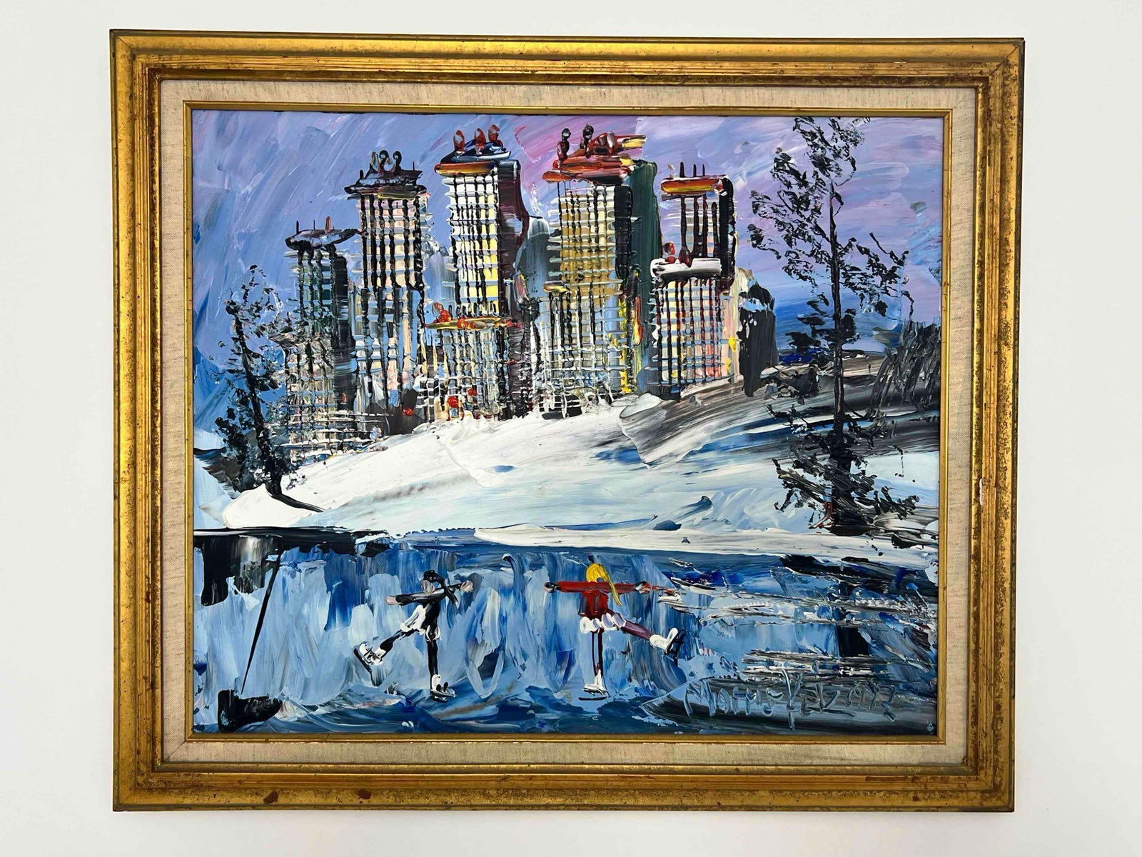 MORRIS KATZ ORIGINAL OIL PAINTING (1997) 28" x 24": Morris Katz Original Oil Painting 1997 This original oil painting signed Morris Katz, created in 1997, showcases his signature impasto technique and vibrant use of color, making it a distinctive piec