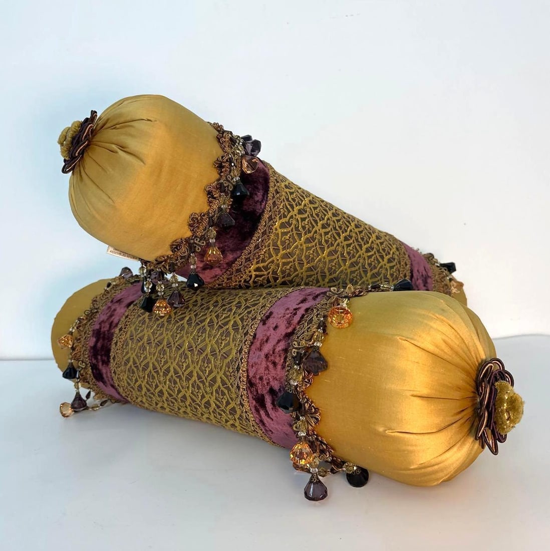 PAIR OF DIAN AUSTIN COUTURE BOLSTER PILLOWS (1 of 7)