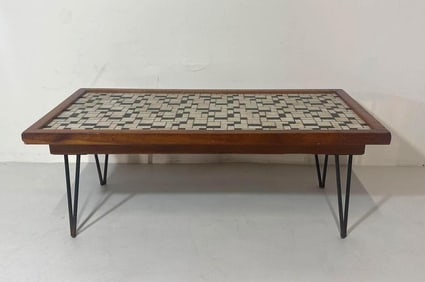 MID-CENTURY MOSAIC TILE TOP COFFEE TABLE