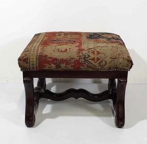 ITALIAN CARPET UPHOLSTERED OTTOMAN