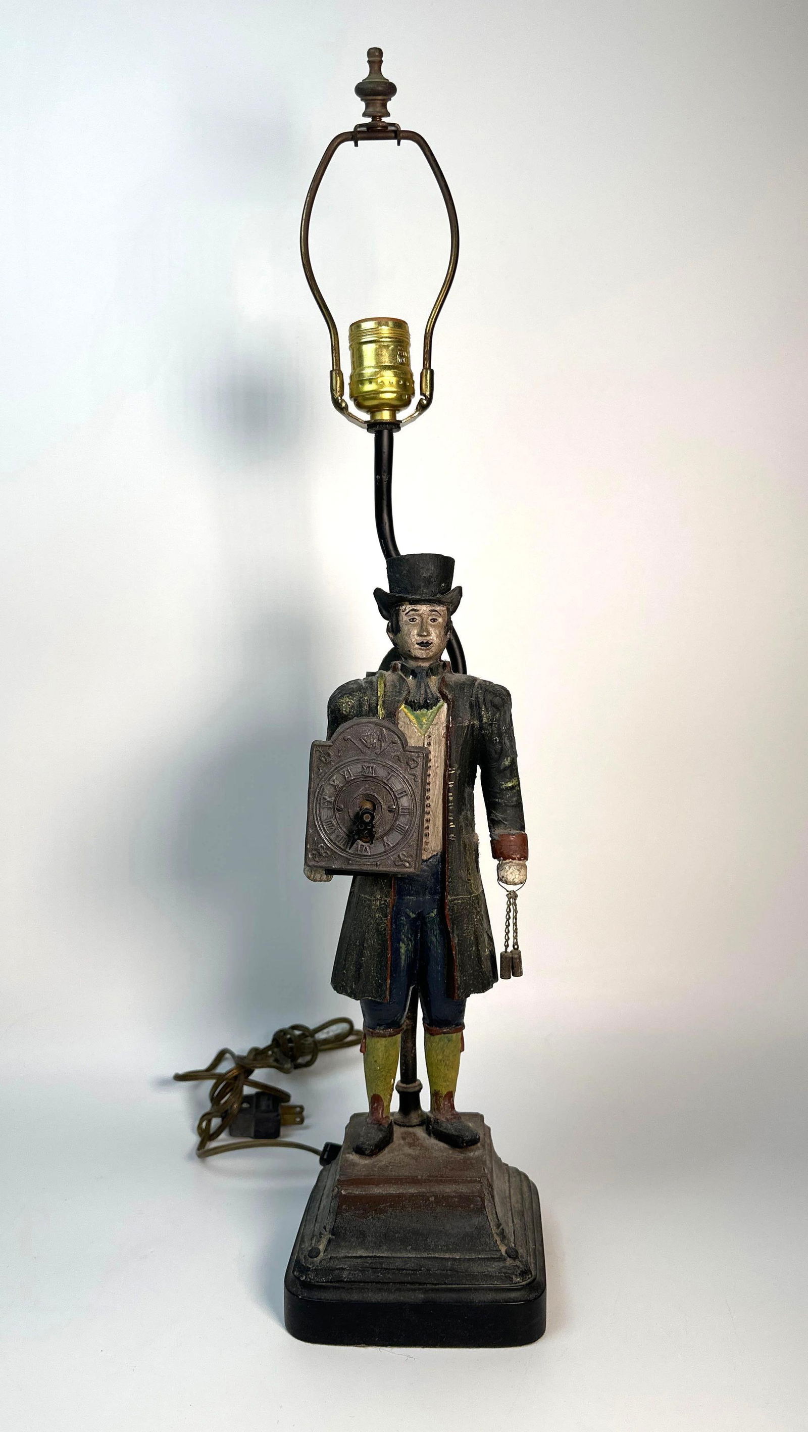 VINTAGE HOLLAND METAL FIGURE CLOCK SELLER CONVERTED TO LAMP (1 of 10)