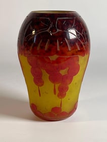 VINTAGE HAND-BLOWN CAMEO GLASS VASE BY CHARLES SCHNEIDER | LA VERRE FRANCAIS ca 1925
