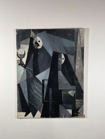 LOUISE PERSHING (1904-1986) FIGURAL ABSTRACT CUBIST OIL ON CANVAS