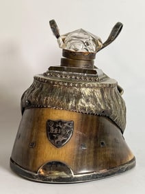 ANTIQUE VICTORIAN HORSE HOOF AND SILVER PLATED INKWELL "DAISY"