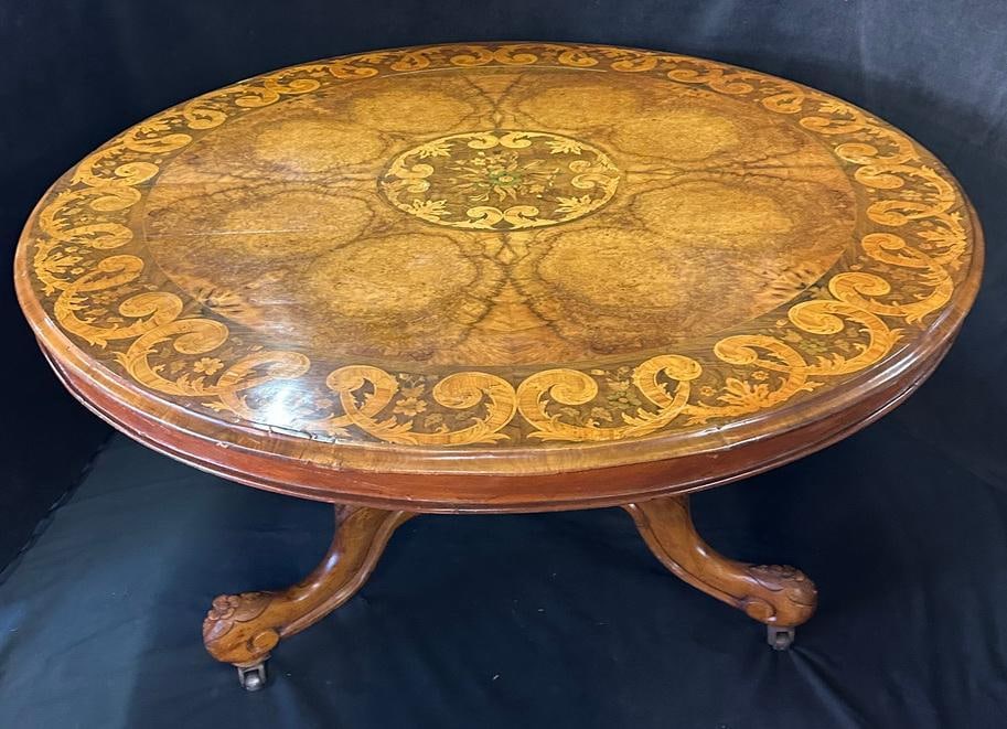 VICTORIAN MARQUETRY INLAY CENTER TABLE | CIRCA 1860 (1 of 6)