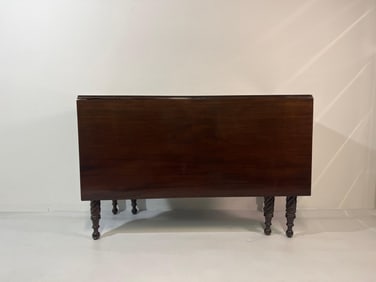 ANTIQUE GATE LEG DINING TABLE WITH BARLEY TWIST LEGS