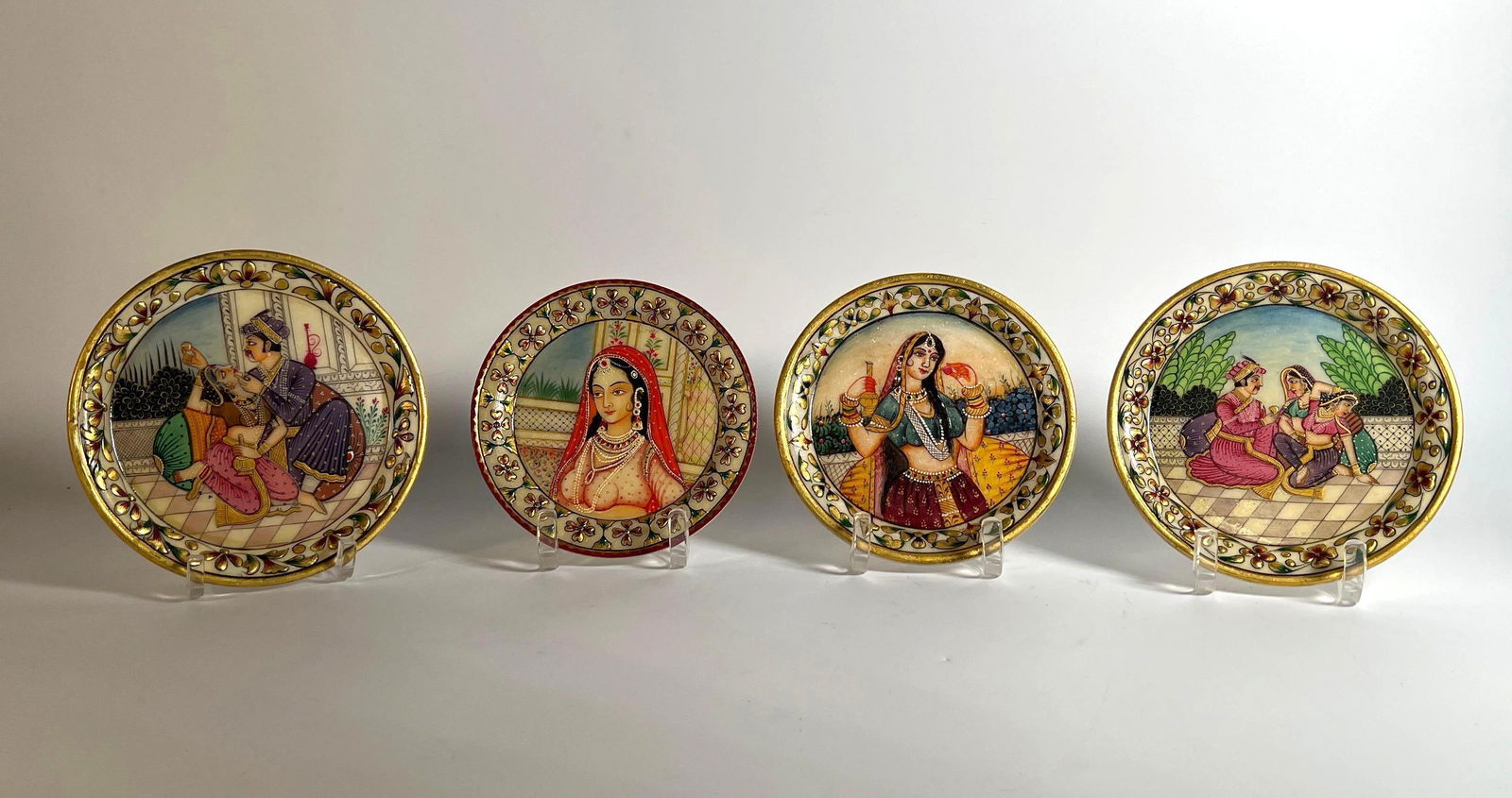COLLECTION OF FOUR HAND-PAINTED MARBLE DECORATIVE PLATES | MADE IN INDIA (1 of 7)