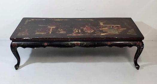 BLACK LACQUER COROMANDEL FRENCH MADE CHINESE LOW TABLE