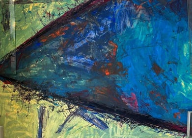 SIGNED UNFRAMED ABSTRACT PAINTING ,OIL ON PAPER