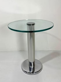 CHROME ACCENT TABLE IN THE STYLE OF LEON ROSEN FOR PACE