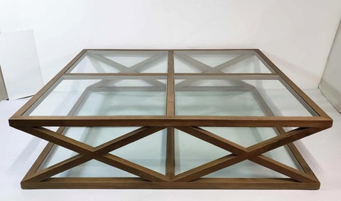 LARGE MARYLEBONE SOLID OAK AND GLASS COFFEE TABLE BY OKA