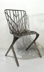 RARE STAINLESS STEEL DAVID ADJAYE SKELETON CHAIRS FROM KNOLL STUDIO (1 OF 2)