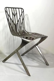 RARE STAINLESS STEEL DAVID ADJAYE SKELETON CHAIR FROM KNOLL STUDIO (2 OF 2)
