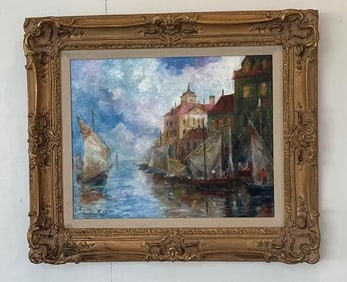 AMERICO MAKK CON IL VENTO OIL PAINTING