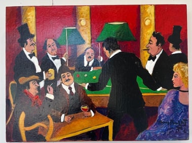 GUY BUFFET "BILLIARDS" OIL ON CANVAS
