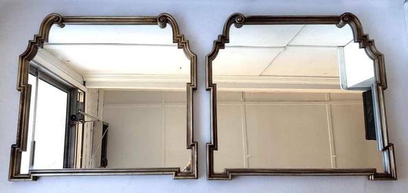 PAIR OF LARGE LA BARGE STYLE HOLLYWOOD REGENCY WOOD AND COMPOSITE MIRRORS