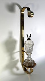 ANTIQUE SANDWICH GLASS WHALE OIL LAMP WITH CUSTOM WALL MOUNT| CIRCA1880'S