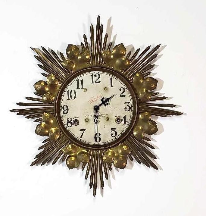 MID-CENTURY JUNGHANS STYLE BRASS STARBURST SIMPLEX CLOCK (1 of 8)