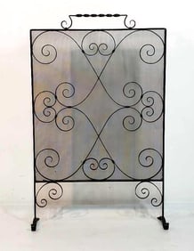 VINTAGE IRON SCROLL WORK FIRE SCREEN