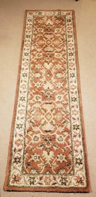 ORIENTAL STYLE WOOL RUNNER TERRACOTTA AND IVORY