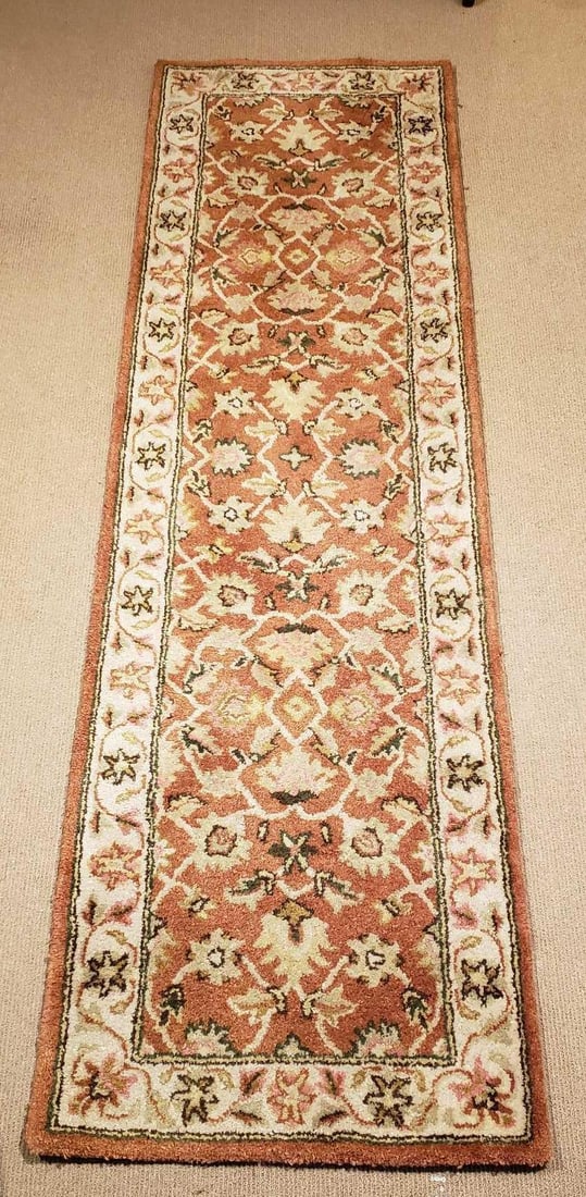 ORIENTAL STYLE WOOL RUNNER TERRACOTTA AND IVORY (1 of 6)