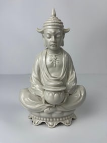 BLANC DE CHINE PORCELAIN BUDDHA FIGURE WITH OFFERING BOWL