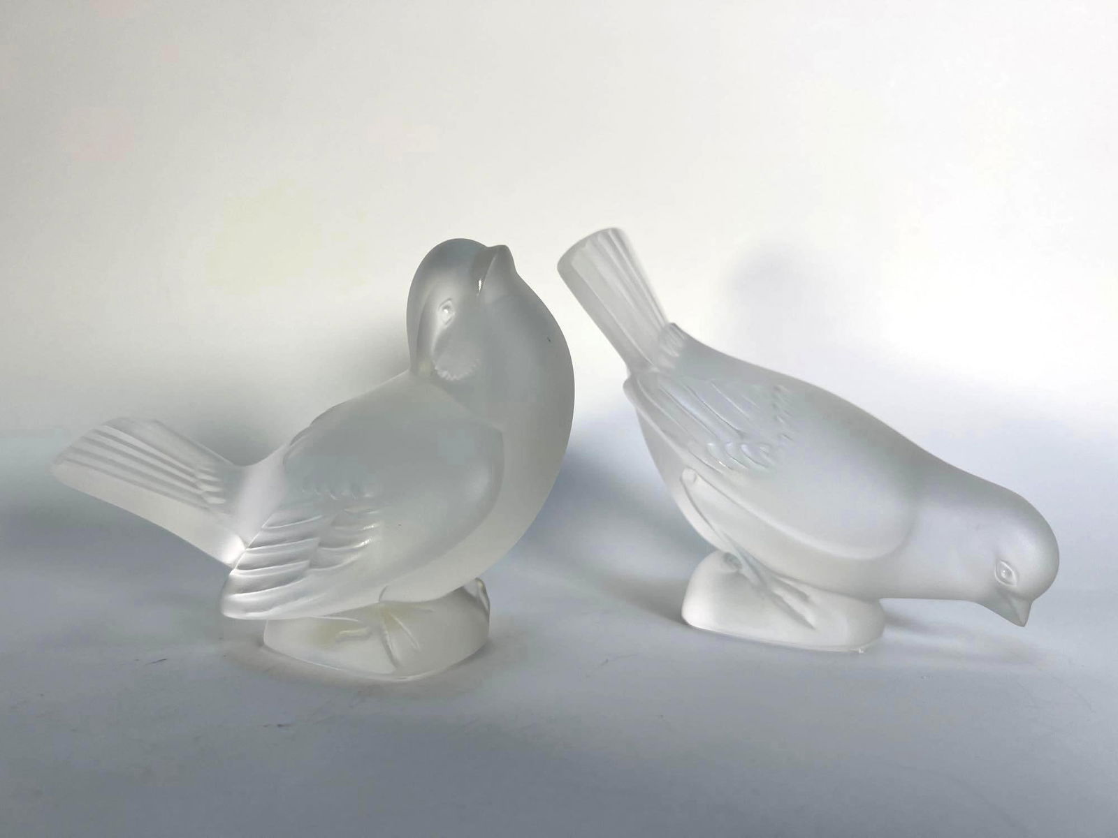 PAIR OF LALIQUE GLASS SPARROW HARDI SCULPTURES (1 of 11)