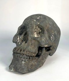 VINTAGE PATINATED METAL SKULL