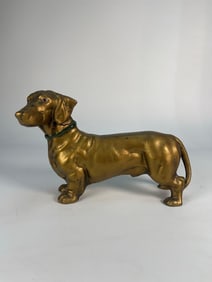 CAST IRON VINTAGE DACHSHUND COIN BANK DOORSTOP