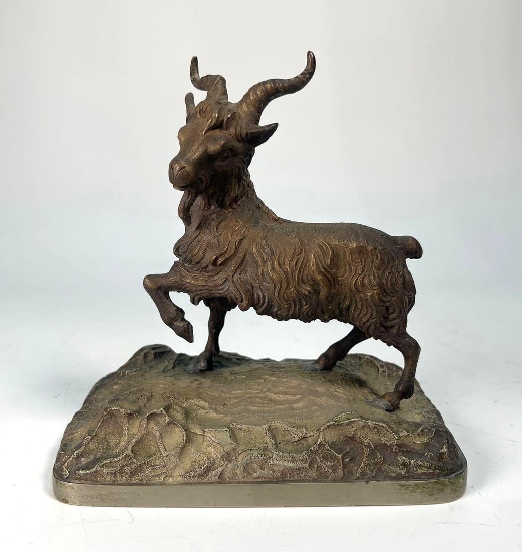 ANTIQUE BRONZE GOAT SCULPTURE (1 of 7)