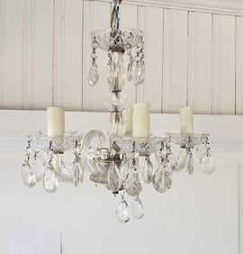 VINTAGE CRYSTAL FIVE LITE CHANDELIER
