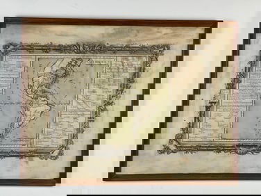 18TH CENTURY FRAMED MAP OF SOUTH AMERICA: CLAUDE BUY DE MORNAS, 1761