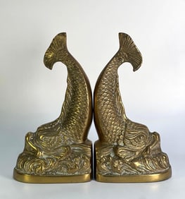 VALUE LOT: VINTAGE 1960’s BRASS KOI FISH BOOKENDS