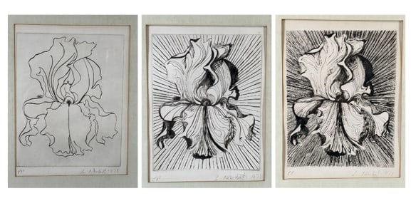 LOT OF THREE LOWELL NESBITT IRIS LITHOGRAPHS SIGNED PRINTERS PROOFS 1978