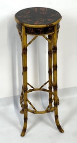 VINTAGE CHINOISERIE STYLE BURNT BAMBOO PLANT STAND