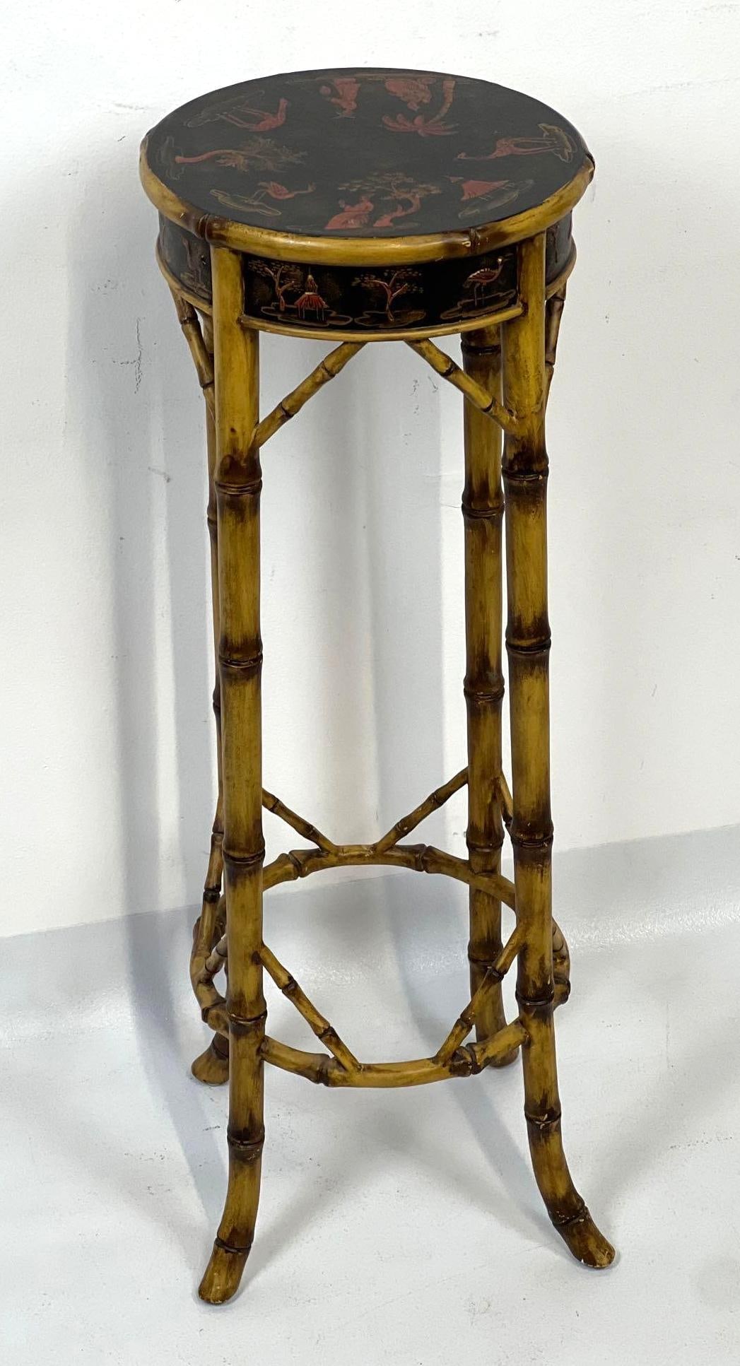 VINTAGE CHINOISERIE STYLE BURNT BAMBOO PLANT STAND (1 of 10)
