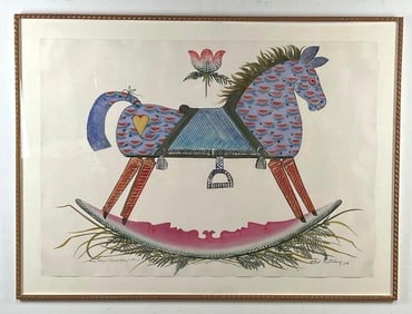 "HORSE RIDING A CRESCENT MOON" SIGNED AND DATED FORD RUTHLING (2001)