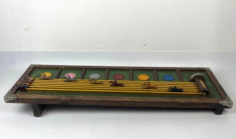 RARE WOOD-FRAME 1920'S GEE-WIZ HORSE RACING GAME