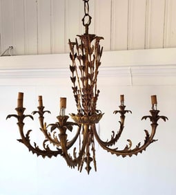 BRONZE BAROQUE NEOCLASSICAL SIX LITE CHANDELIER