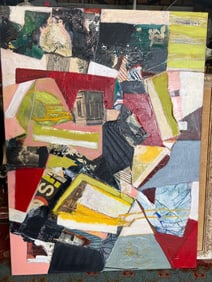 VINTAGE MIXED MEDIA ABSTRACT PAINTING IN THE STYLE OF SUSAN WOLFE