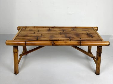 VINTAGE SPLIT REED AND BAMBOO BENCH