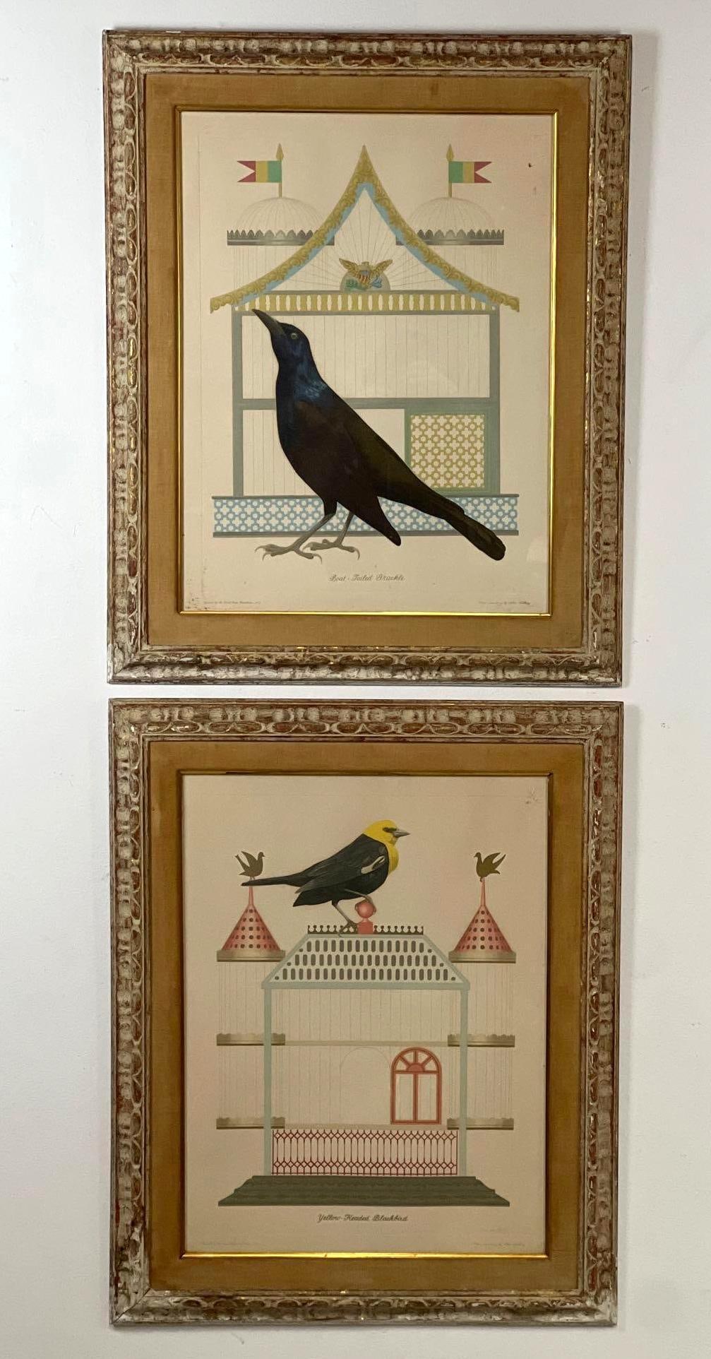 PAIR OF VINTAGE ALLEN SAALBERG FRAMED BIRD ENGRAVINGS - CORAL PRESS (1 of 10)