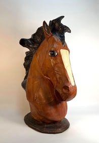 LARGE LEATHER HORSE HEAD BUST