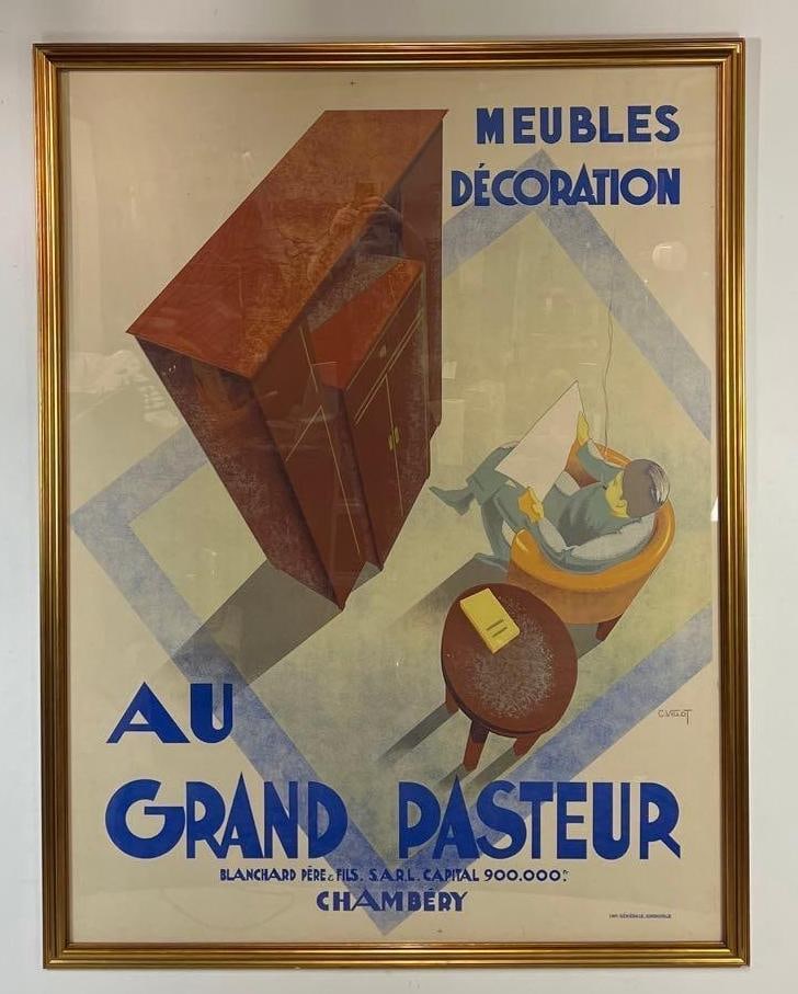 LARGE VINTAGE FRENCH POSTER “ MEUBLES DECORATION - AU GRAND PASTEUR (1 of 6)