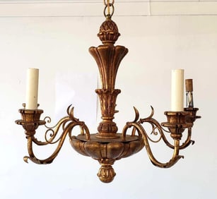 VAUGHN DESIGNS GILTWOOD ROCOCO FIVE LIGHT CHANDELIER WITH DOYLE PROVENANCE